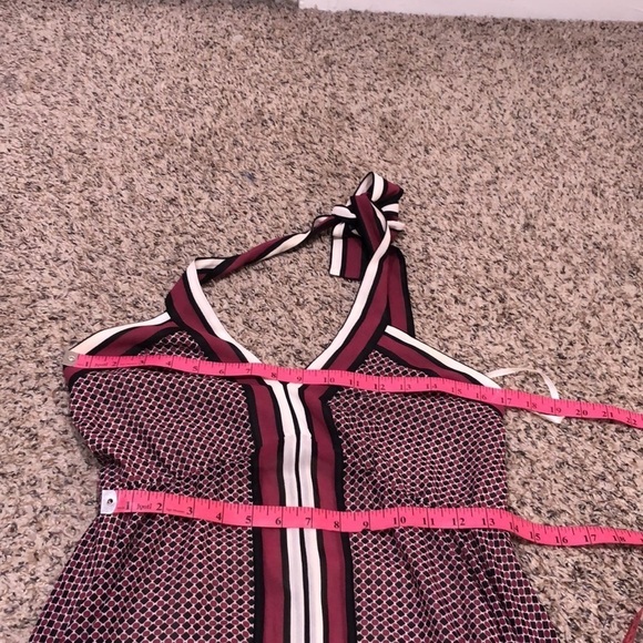 MICHAEL Michael Kors Asymmetrical Hem Dress Size Small Maroon Geometric Print - Picture 9 of 10